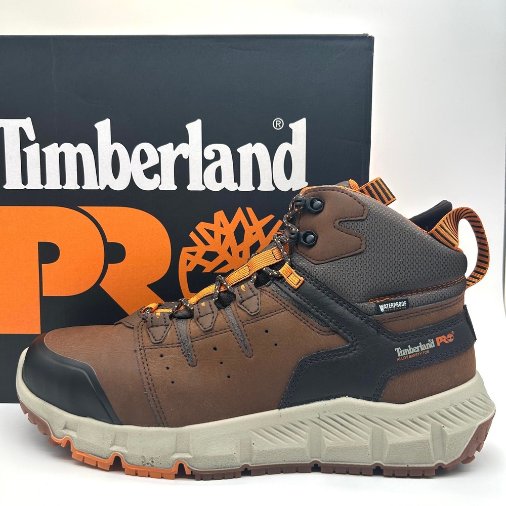 Timberland PRO Tempe Boots Men 12 Brown Waterproof Alloy Safety Toe Work Shoes